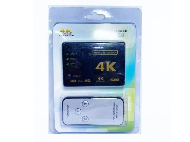 &u+ SELECTOR SWITCH HDMI 4K 3 PUERTOS + CONTROL ADP-48008